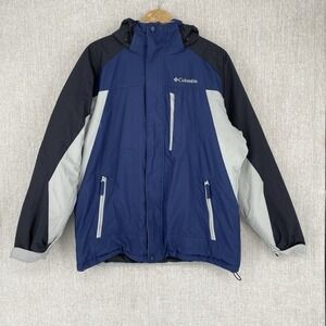 Columbia Jacket Mens M Blue Sportswear Hooded Colorblock Winter Ski Coat Puffer